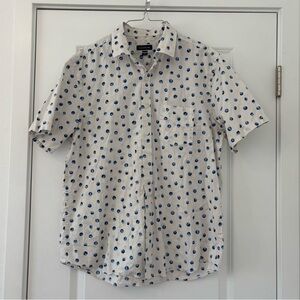 FREE Club Room Short Sleeve Button Down Cotton Shirt with Blueberry Print
